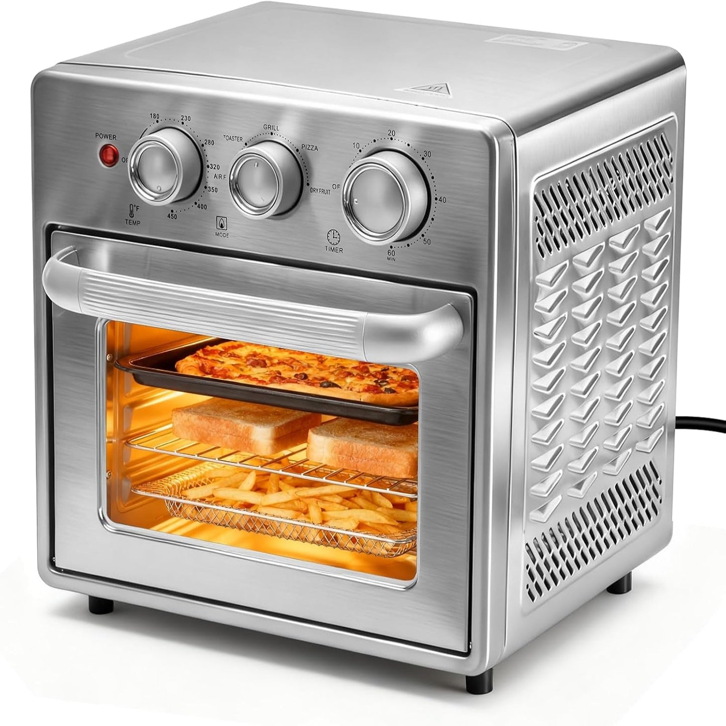 Air Fryer Toaster Oven Combo, 16.9QT Oven Countertop 5 Functions in 1, 4 Accessories Included, Stainless, up to 450°F
