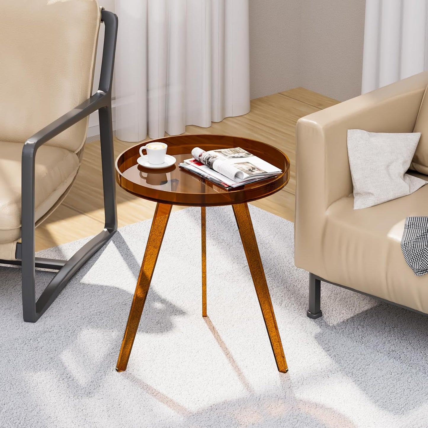 Acrylic Side Table+Coffee Table Set