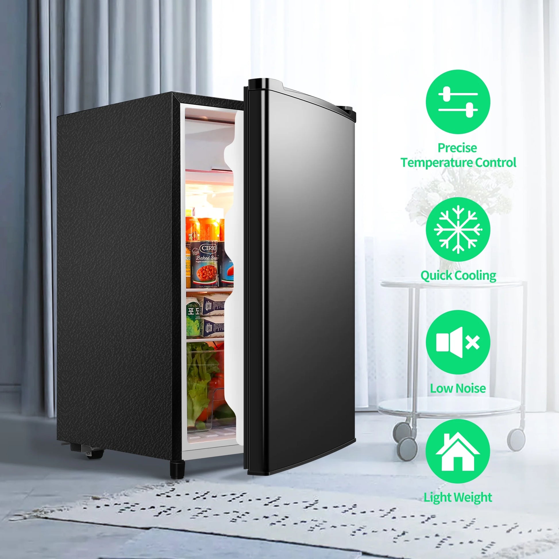 Mini Fridge 3.2 Cu Ft Small Fridge One Door Mini Fridge,Black,New