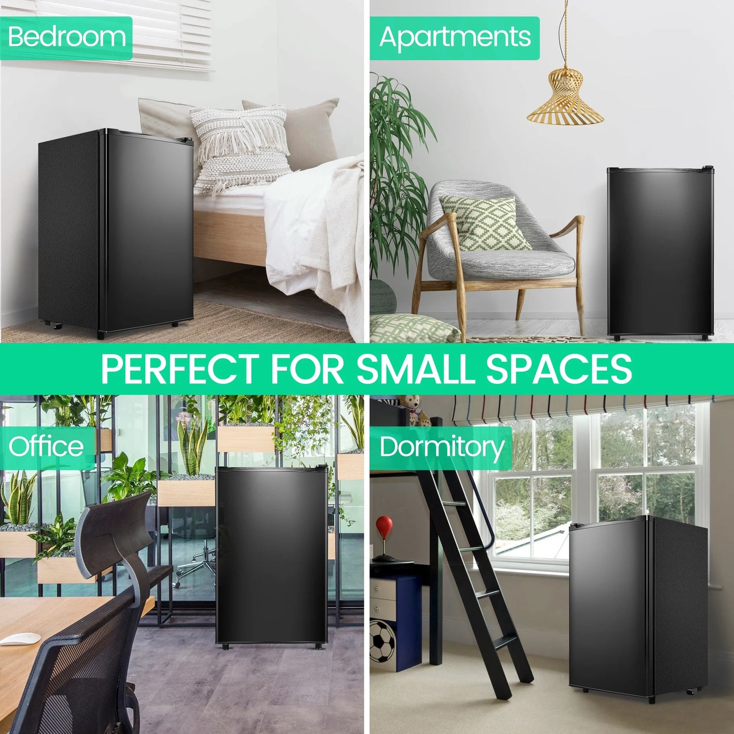 Mini Fridge 3.2 Cu Ft Small Fridge One Door Mini Fridge,Black,New