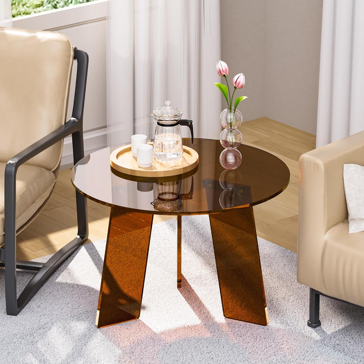 Acrylic Side Table+Coffee Table Set