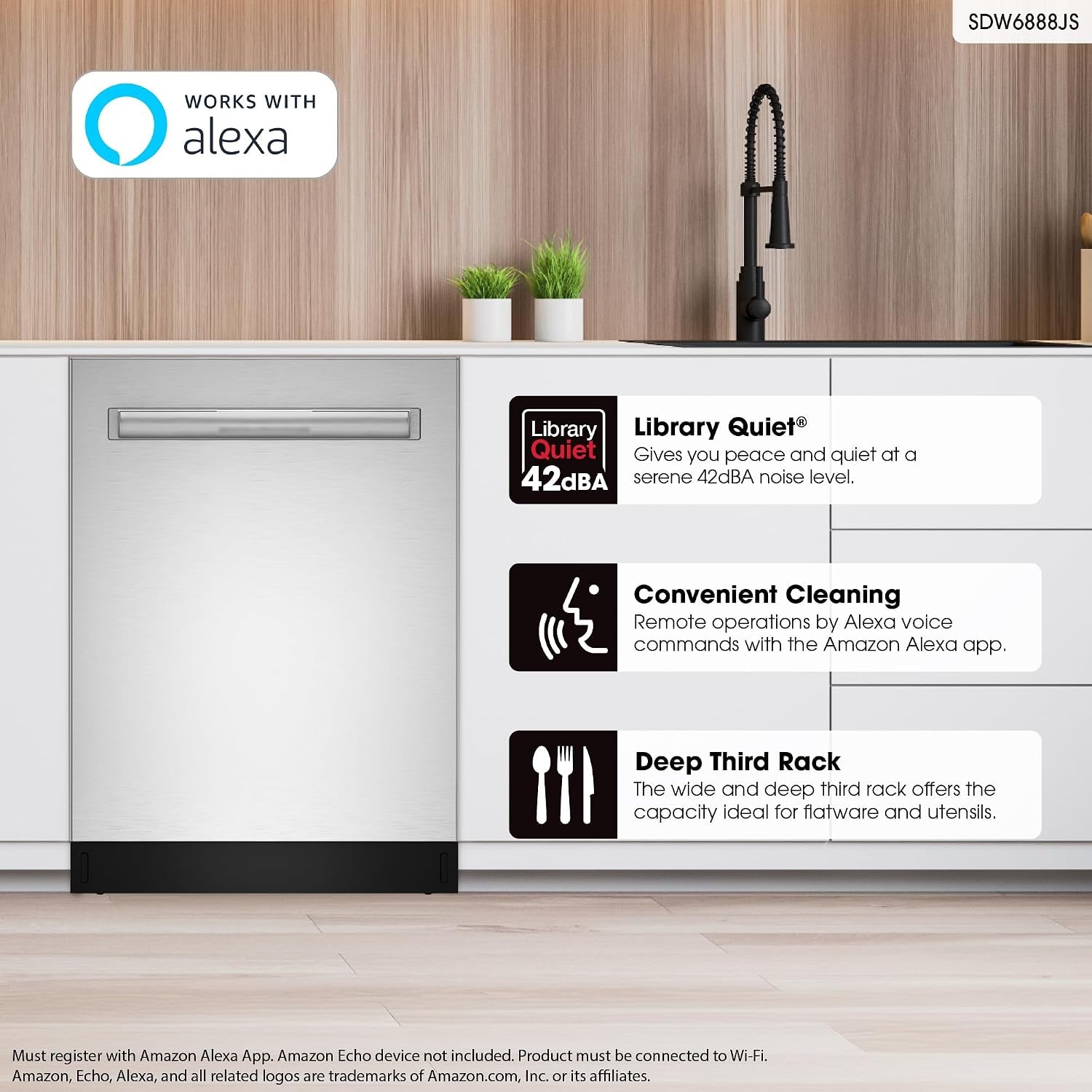 SDW6888JS 42 Dba Stainless Fully Integrated Built-In Smart Dishwasher