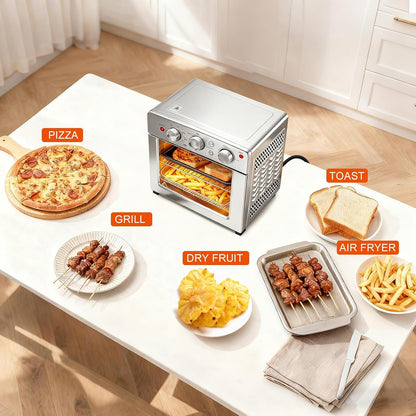 Air Fryer Toaster Oven Combo, 16.9QT Oven Countertop 5 Functions in 1, 4 Accessories Included, Stainless, up to 450°F