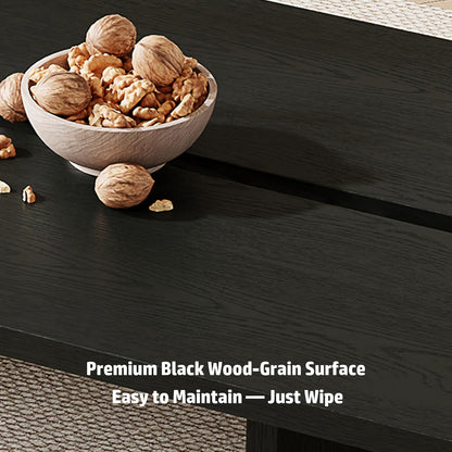 47.2" Modern Coffee Table for Living Room, Black Coffee Table Wood Living Room Table Rectangular Center Table Tea Table for Home Office