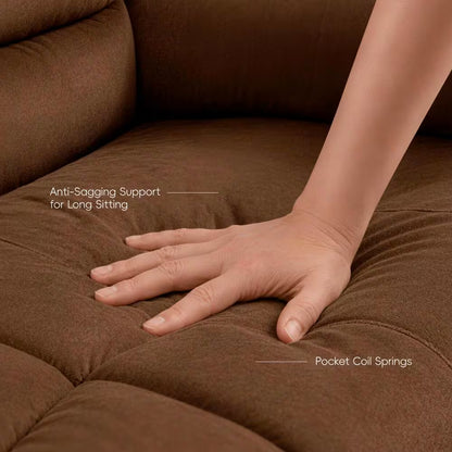 3 Piece Fabric Brown Manual Reclining Sofa Set with Drop-Down Table and Cup Holders,Living Room Set