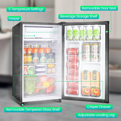 Mini Fridge 3.2 Cu Ft Small Fridge One Door Mini Fridge,Black,New