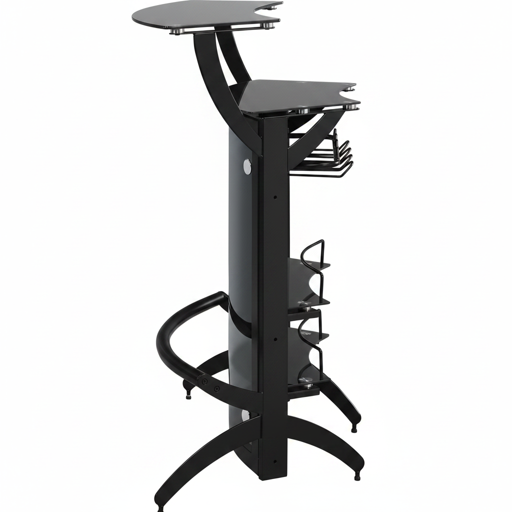 Coaster Home Furnishings - Dallas - Smoked Acrylic & Metal - 2-Shelf Curved Freestanding Home Bar Cabinet with Wine Rack & Stemware Storage - Dining Room & Kitchen - Black - 182135
