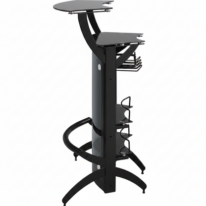 Coaster Home Furnishings - Dallas - Smoked Acrylic & Metal - 2-Shelf Curved Freestanding Home Bar Cabinet with Wine Rack & Stemware Storage - Dining Room & Kitchen - Black - 182135