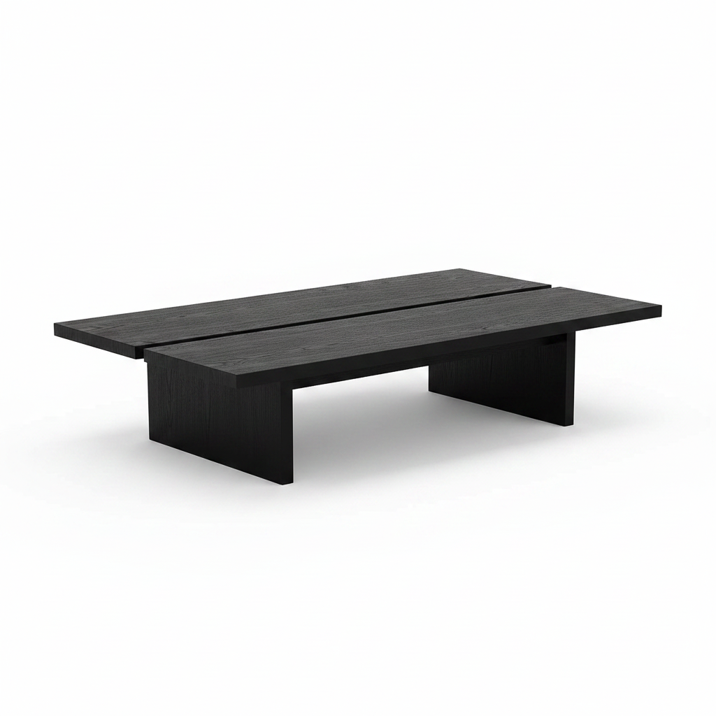 47.2" Modern Coffee Table for Living Room, Black Coffee Table Wood Living Room Table Rectangular Center Table Tea Table for Home Office