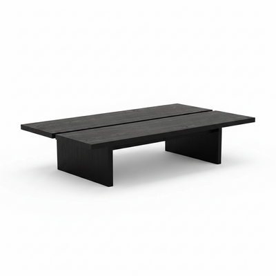 47.2" Modern Coffee Table for Living Room, Black Coffee Table Wood Living Room Table Rectangular Center Table Tea Table for Home Office