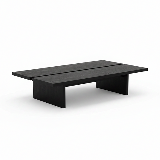 47.2" Modern Coffee Table for Living Room, Black Coffee Table Wood Living Room Table Rectangular Center Table Tea Table for Home Office