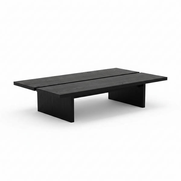 47.2" Modern Coffee Table for Living Room, Black Coffee Table Wood Living Room Table Rectangular Center Table Tea Table for Home Office