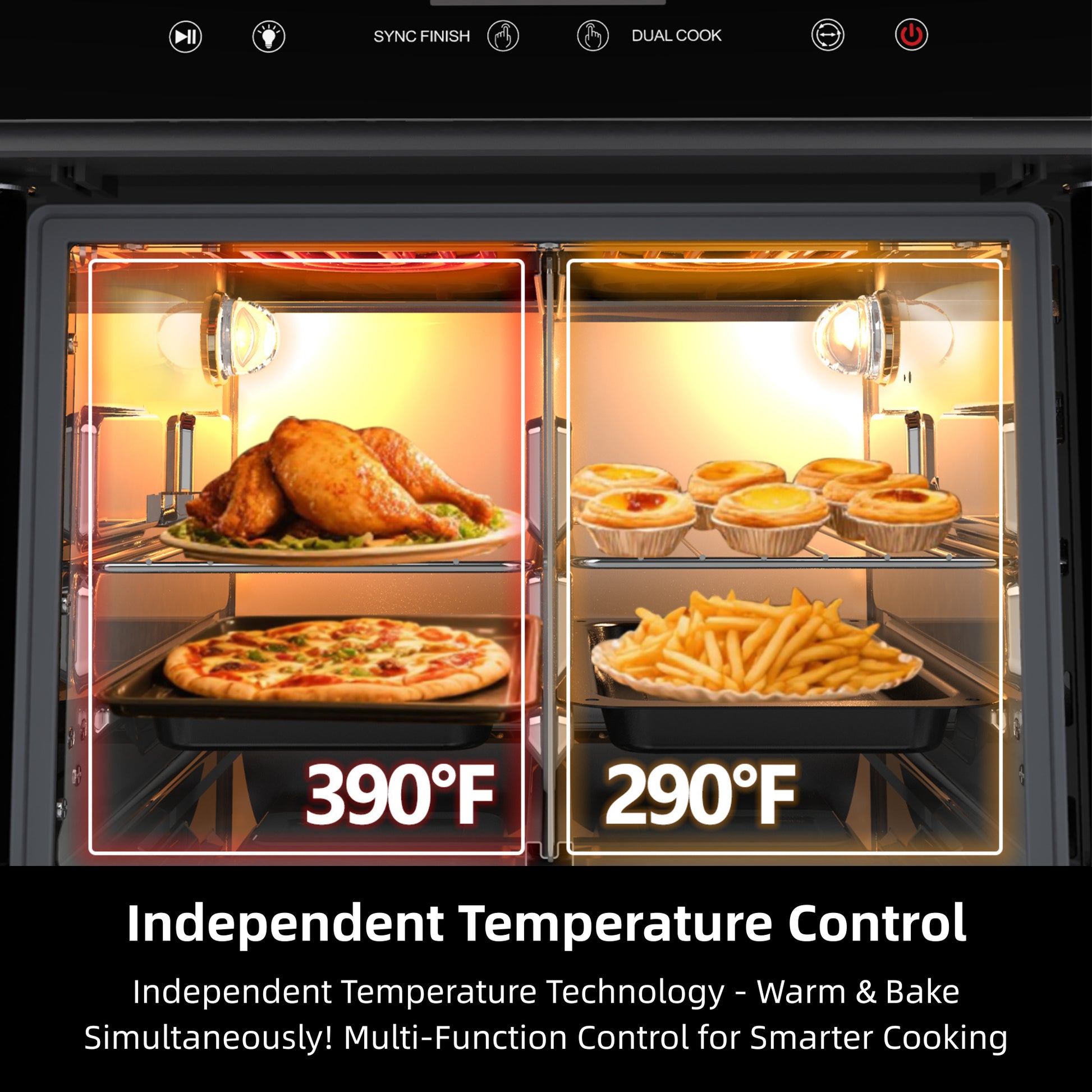 Air Fryer Toaster Oven Combo, 24 QT Fench Door Countertop Toaster Oven, 360 Degree Air Flow, 15 Cooking Functions, Digital Controls, 13 Accessories Included, Non-Toxic Food Grade Stainless Steel