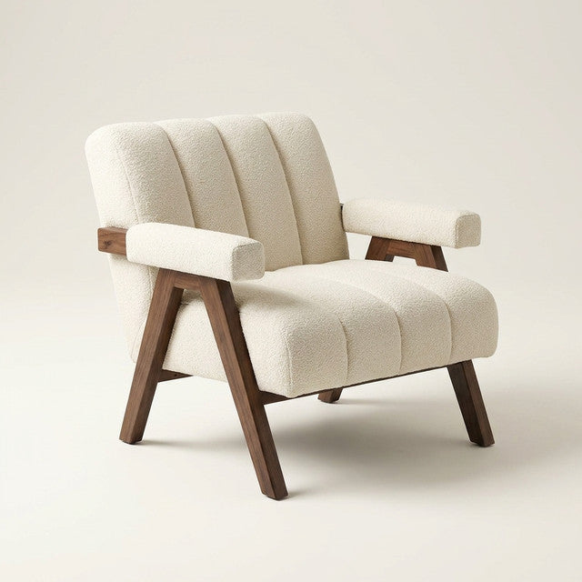 Minimalist Lounge Chair Upholstered Accent Chair — Studio Shot