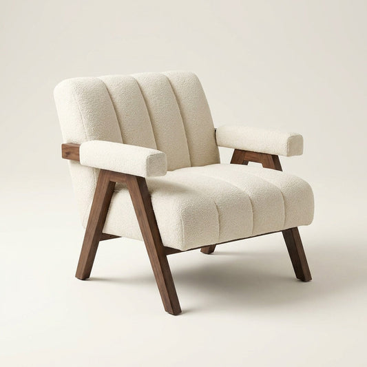 Minimalist Lounge Chair Upholstered Accent Chair — Studio Shot